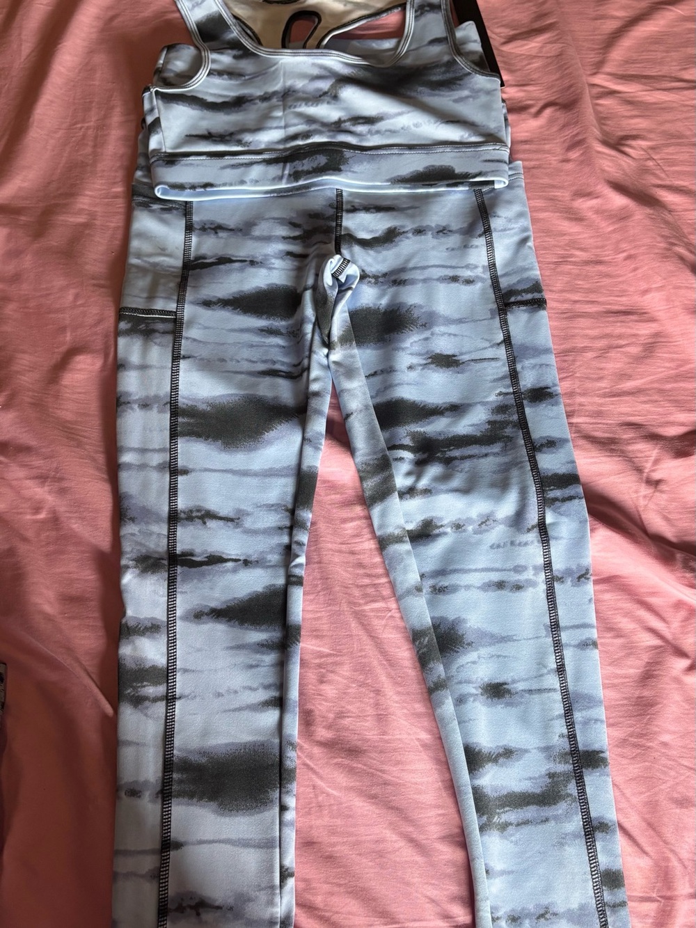 JVINI Gray & Black Tie-Dye Track Leggings